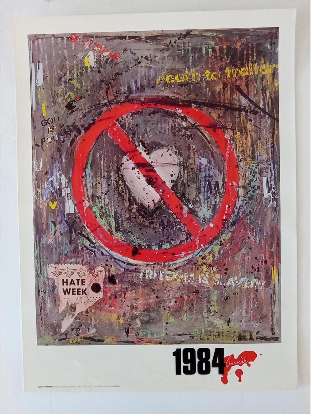 Vintage 1984 George Orwell Poster - "Hate Week" by Josette Trepanier (1983)